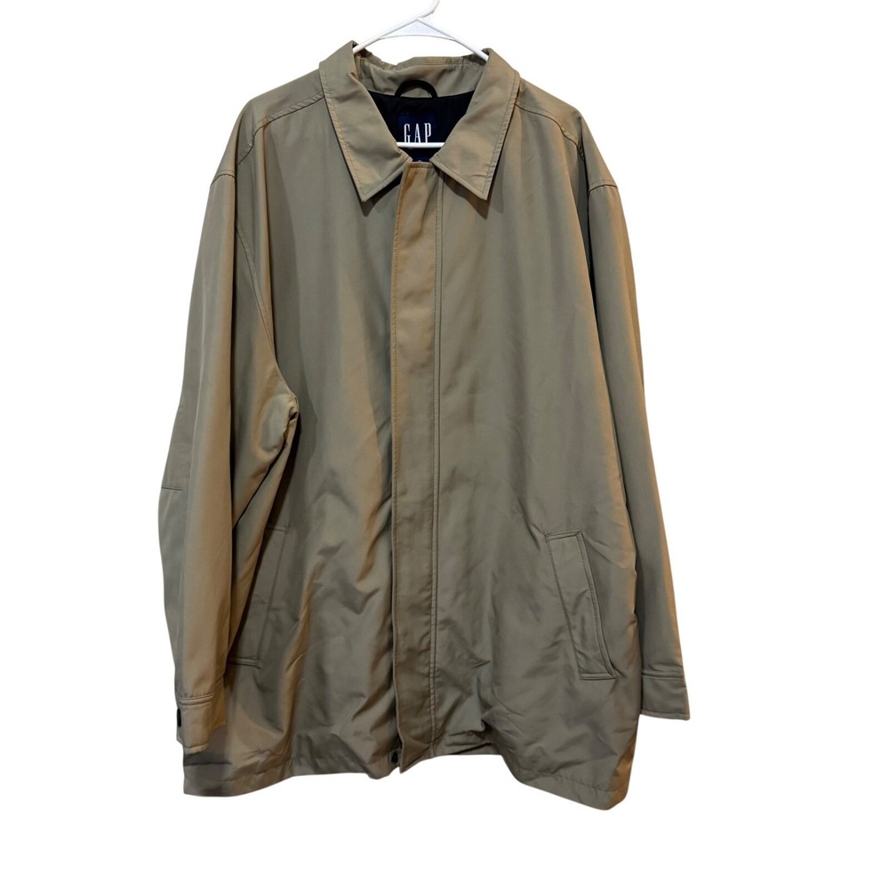 Gap Harrington Jacket Mens XL Tan Khaki Full Zip Snap Placket Minimalist Coat